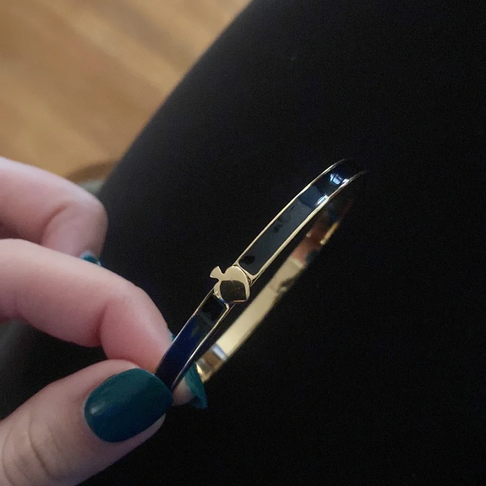 kate spade Gold and Black Enamel Heart Hinge Bracelet